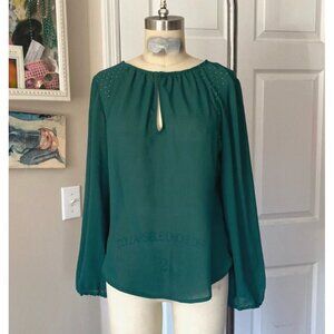 Zara Teal Keyhole Blouse